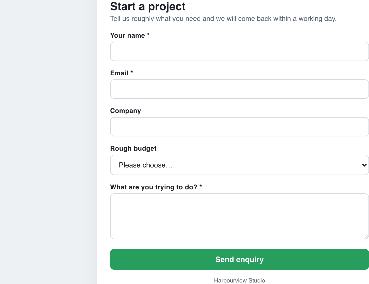A web form as a visitor sees it, styled to sit on your own site