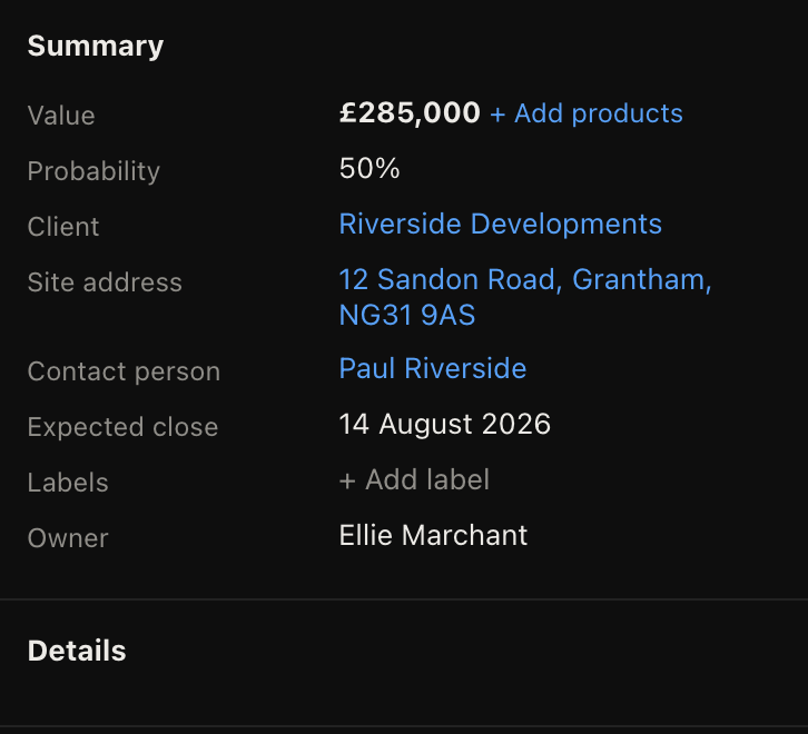An instruction with the property address held separately from the client