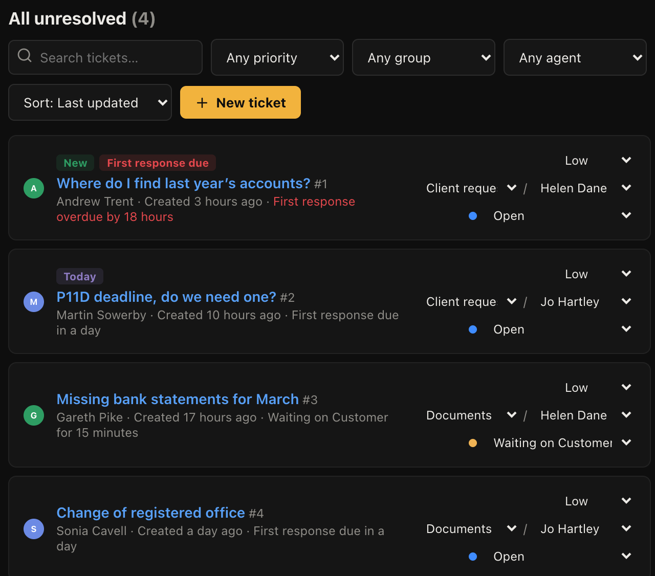 Client requests queued with response deadlines